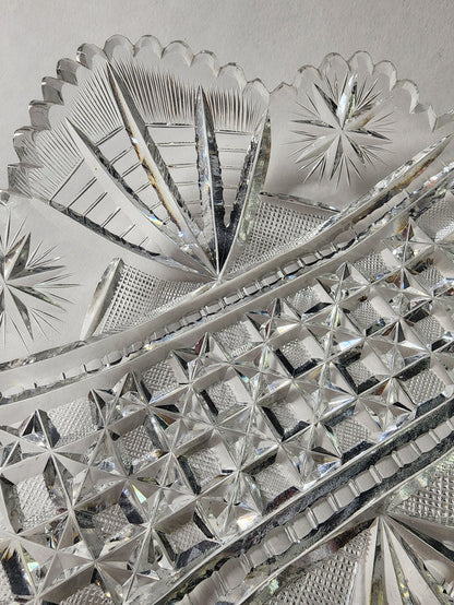 ABP cut glass square bowl American brilliant period 1886 -1915