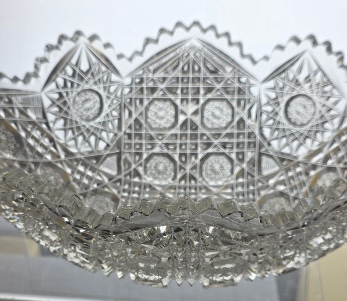 ABP cut glass triple miter banana bowl American brilliant period 1886 -1915 tg7
