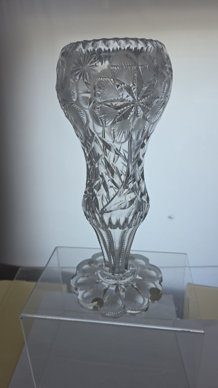 ABP cut glass vase American brilliant period 1886 -1915