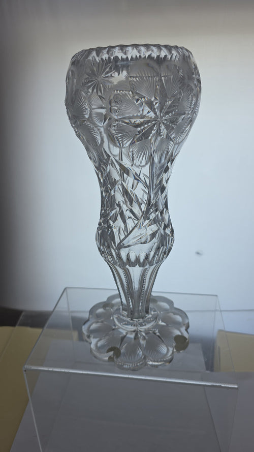 ABP cut glass vase American brilliant period 1886 -1915