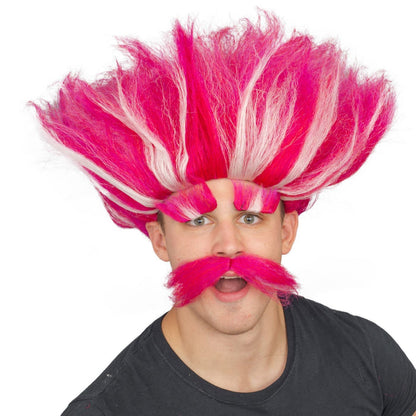 Adult Deluxe King Troll Pink Wig and Mustache Halloween Cosplay Costume Kit - TVStoreOnline