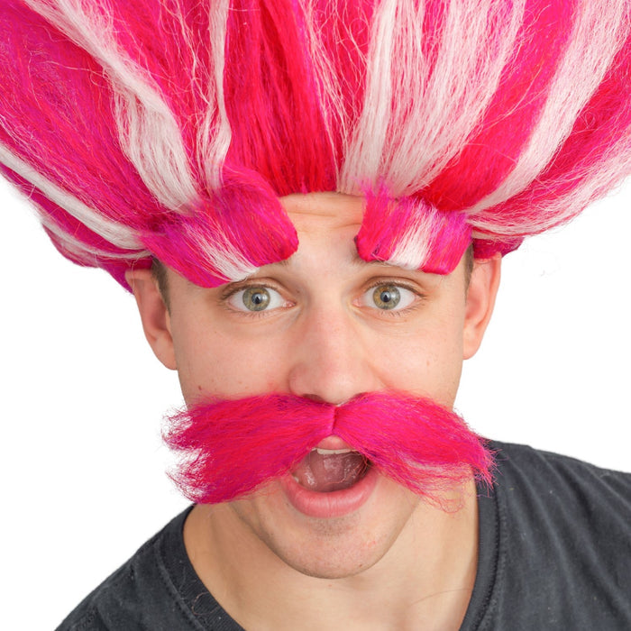 Adult Deluxe King Troll Pink Wig and Mustache Halloween Cosplay Costume Kit - TVStoreOnline