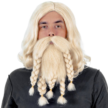 Adult Deluxe Viking Wig and Beard Halloween Cosplay Costume Accessory Set - TVStoreOnline