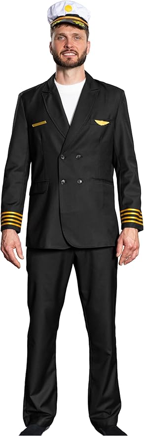 Adult Men's Pilots Uniform Halloween Cosplay Costume Deluxe Set - TVStoreOnline