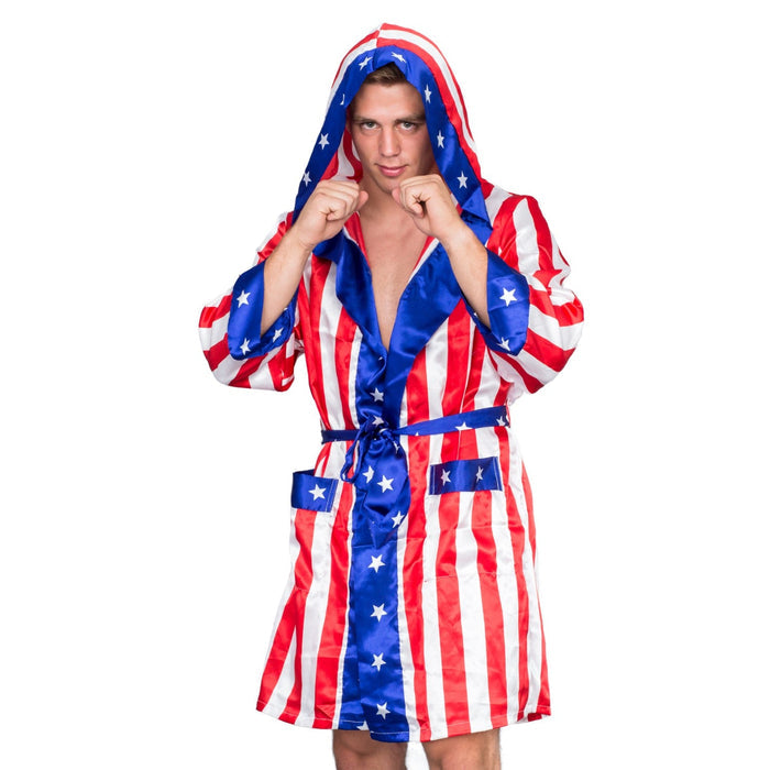 Adult Satin American Flag Robe Movie Boxer Halloween Cosplay Costume Replica Robe - TVStoreOnline