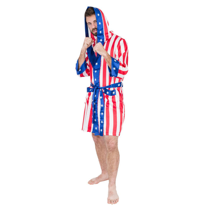Adult Satin American Flag Robe Movie Boxer Halloween Cosplay Costume Replica Robe - TVStoreOnline