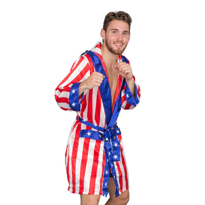 Adult Satin American Flag Robe Movie Boxer Halloween Cosplay Costume Replica Robe - TVStoreOnline
