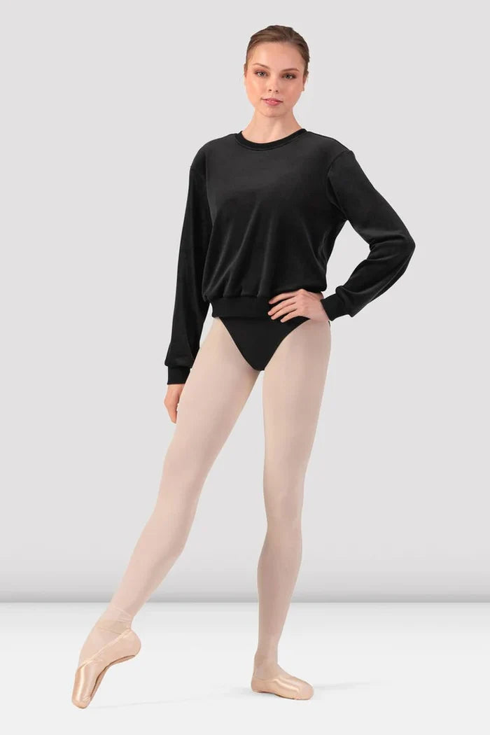 Adults Caroline Velvet Crew Neck Jumper, Black Z30015