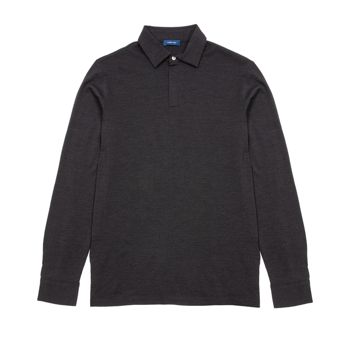 Albeni Merino Long Sleeve Polo Shirt in Charcoal Grey