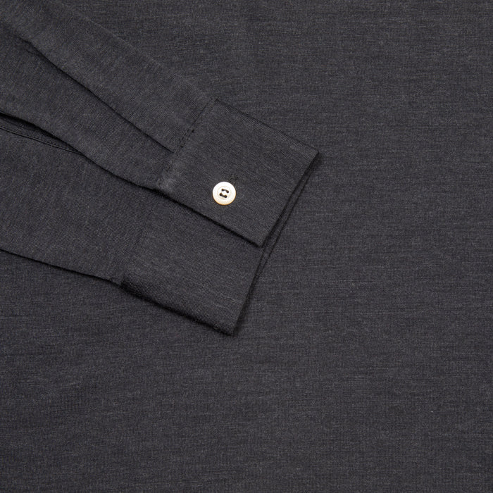 Albeni Merino Long Sleeve Polo Shirt in Charcoal Grey