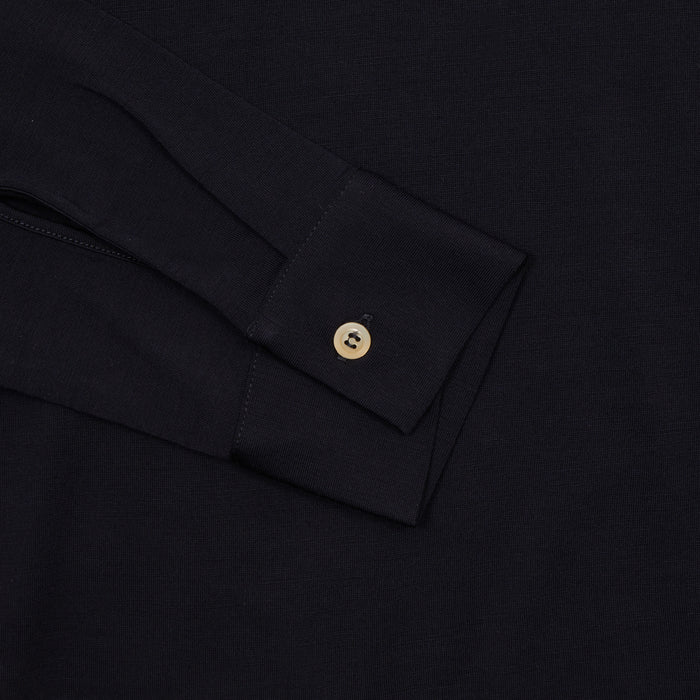 Albeni Merino Long Sleeve Polo Shirt in Night Blue