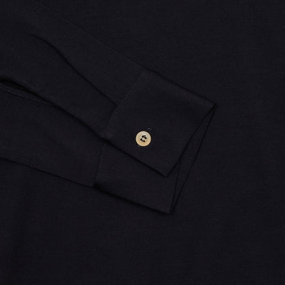 Albeni Merino Long Sleeve Polo Shirt in Night Blue