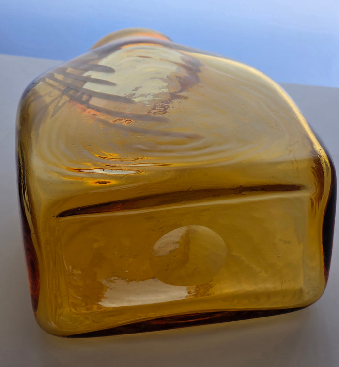 Amber Art glass white swirl rectangular
