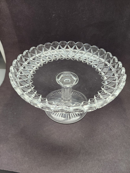 American Brilliant Period Cut Glass compote, Antique c11925