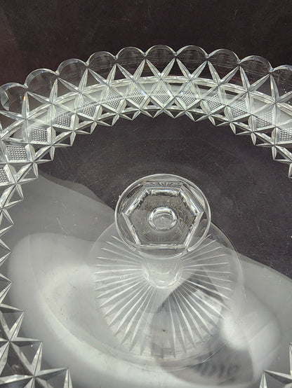 American Brilliant Period Cut Glass compote, Antique c11925