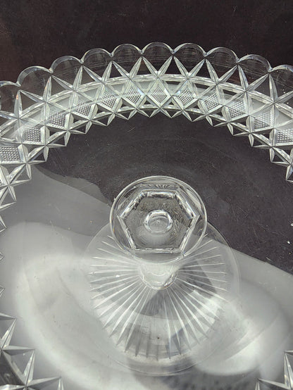 American Brilliant Period Cut Glass compote, Antique c11925