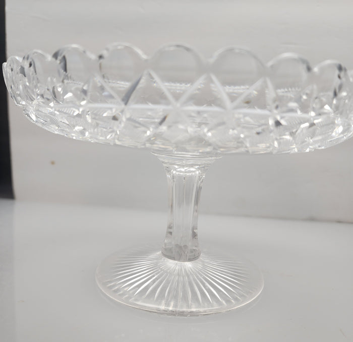 American Brilliant Period Cut Glass compote, Antique c11925