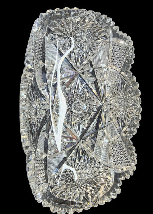 American Brilliant Period Cut Glass rectangular dish Antique