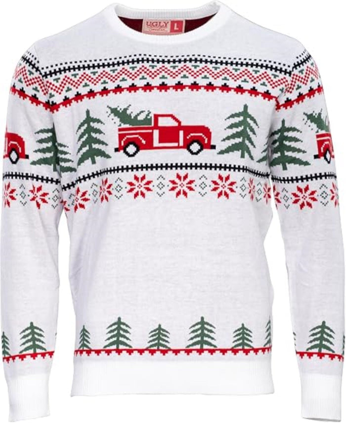 Arnold Truck/Trees Adult Unisex Knitted Ugly Christmas Sweater - TVStoreOnline