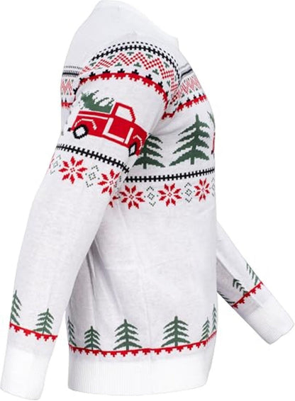 Arnold Truck/Trees Adult Unisex Knitted Ugly Christmas Sweater - TVStoreOnline