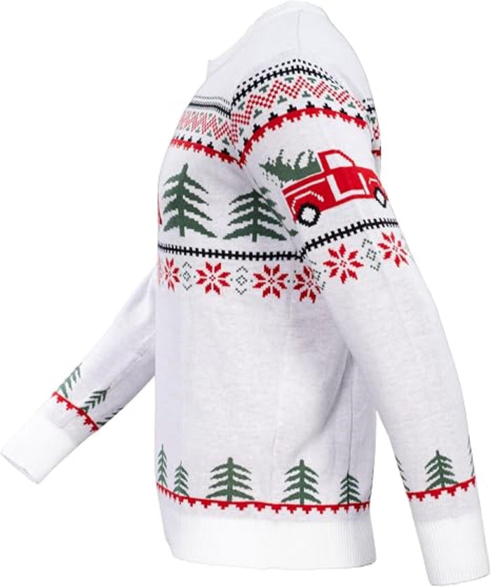 Arnold Truck/Trees Adult Unisex Knitted Ugly Christmas Sweater - TVStoreOnline