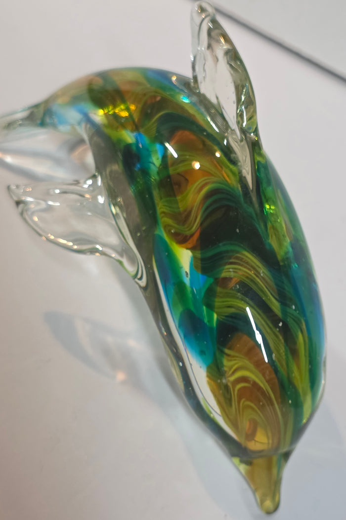 Art glass Dolphin rainbow