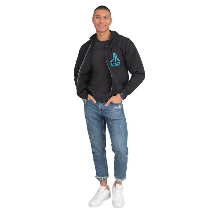 Atari Adult Unisex Back & Chest Square Logo Zip Up Hoodie - TVStoreOnline