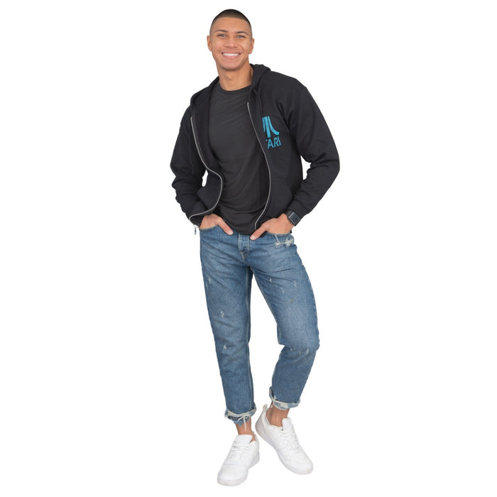 Atari Adult Unisex Back & Chest Square Logo Zip Up Hoodie - TVStoreOnline