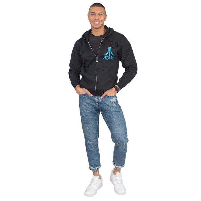 Atari Adult Unisex Back & Chest Square Logo Zip Up Hoodie - TVStoreOnline