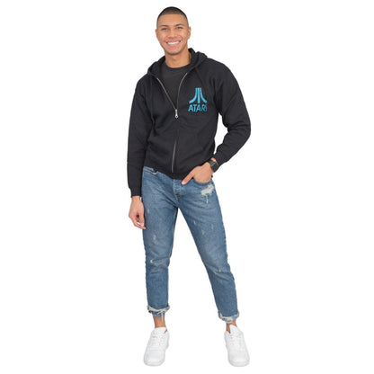Atari Adult Unisex Back & Chest Square Logo Zip Up Hoodie - TVStoreOnline