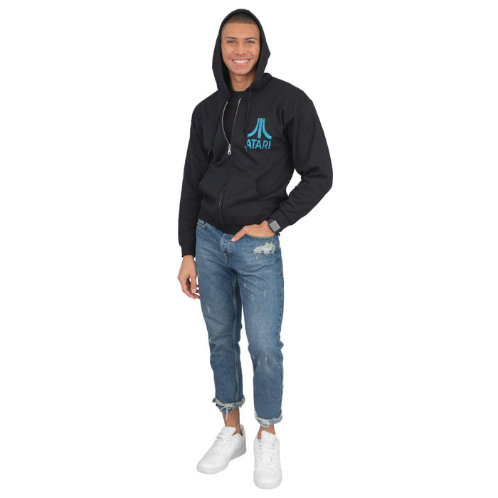 Atari Adult Unisex Back & Chest Square Logo Zip Up Hoodie - TVStoreOnline