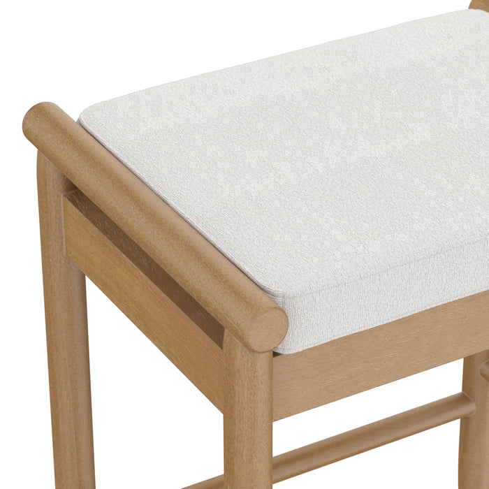 Backless Wooden Bar Stool with Boucle Upholstery Light Brown - Nathan James