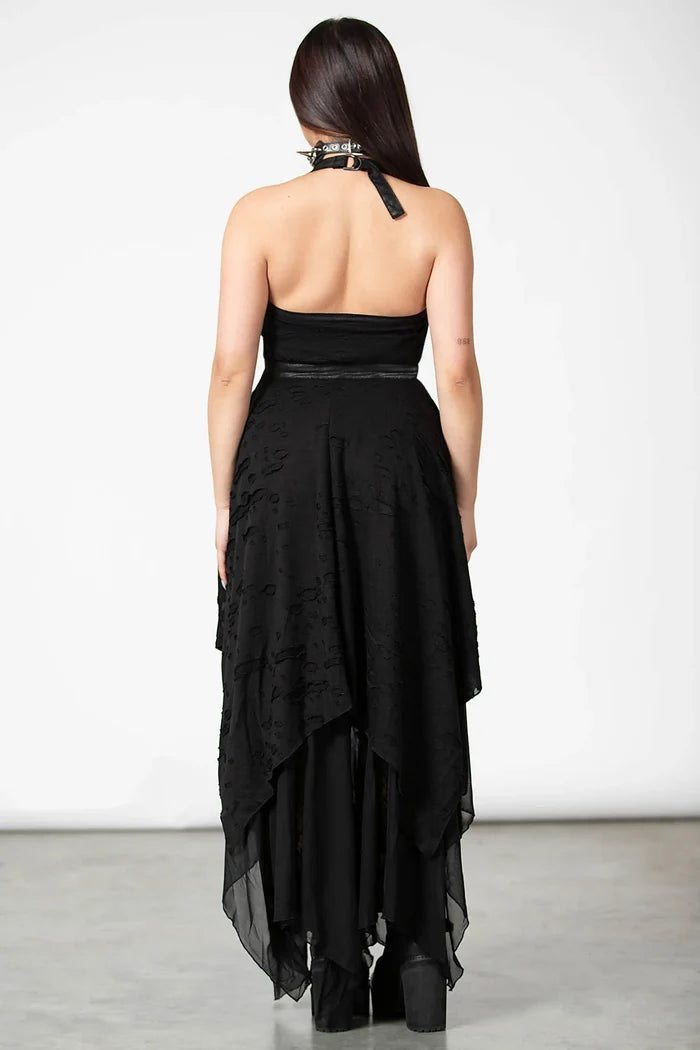 model showing back of dress