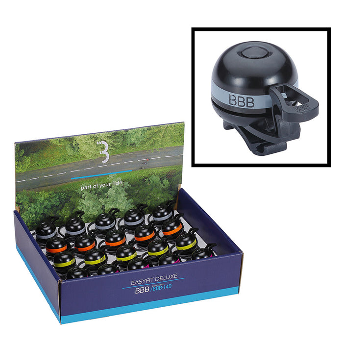 BBB Cycling, BBB-14D EasyFit Display Box, Bell, 20 Pack, Assorted Colors