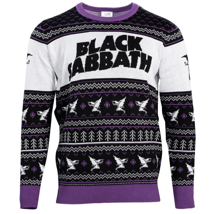 Black Sabbath Flying Demon Record Label Adult Unisex Ugly Christmas Sweater - TVStoreOnline