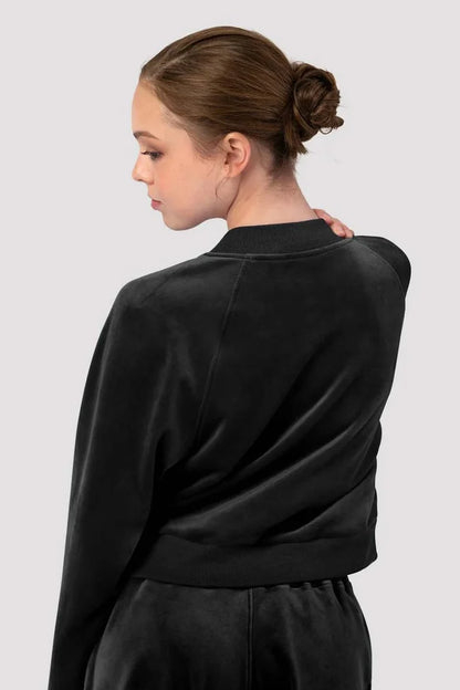 Bloch Adults Amanda Velvet Bomber Jacket, Black J13001