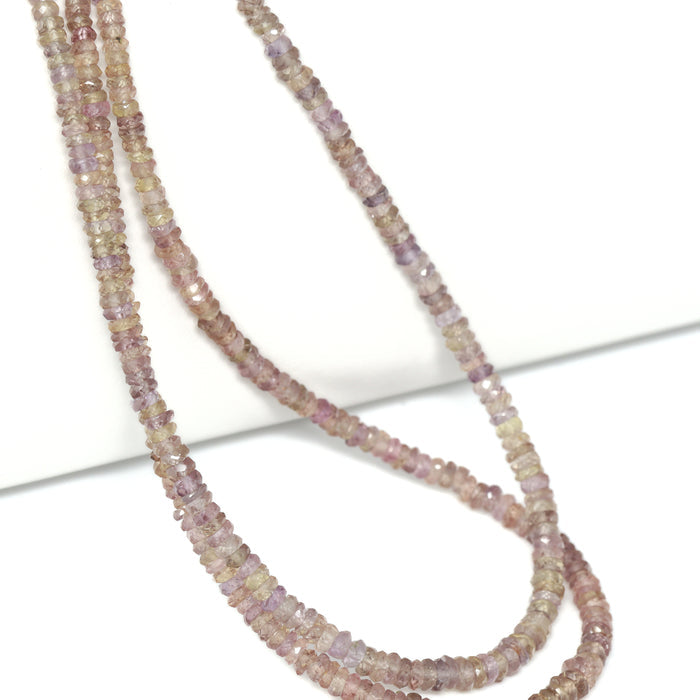 Brown Sapphire 3mm – 4mm Hand Faceted Rondelles Bead Strand