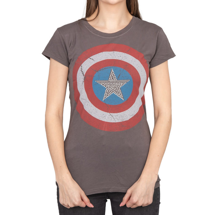 Captain America Studded Star Juniors/Women's T-shirt