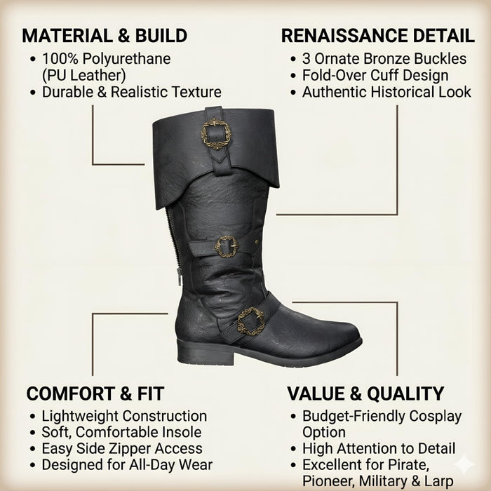 Caribbean Pirate Halloween Cosplay Unisex Costume Boots