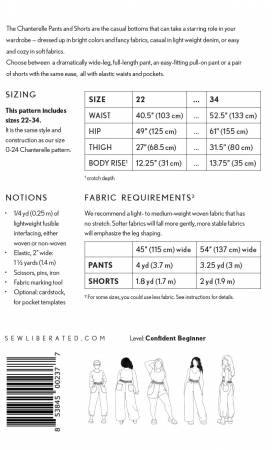 Chanterelle Pants and Shorts Sizes - Sew Liberated