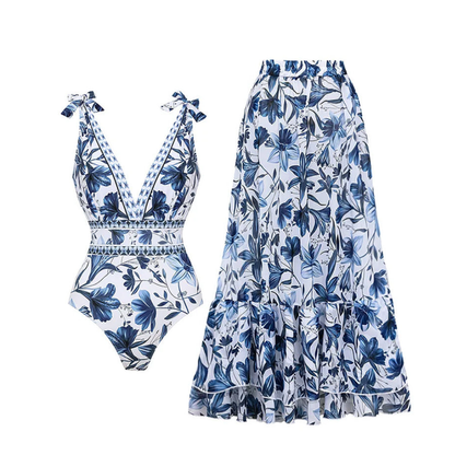 Swimsuit + Matching Skirt Set / S