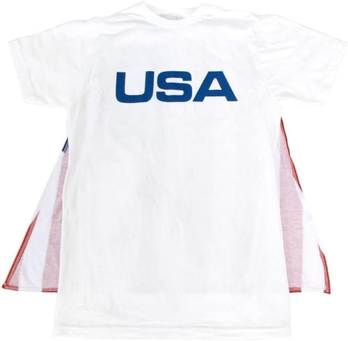 Costume Agent USA Mens T-Shirt with American Flag Cape - TVStoreOnline