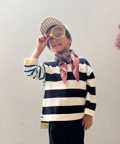 Cotton Knit Striped Long Sleeve Tee