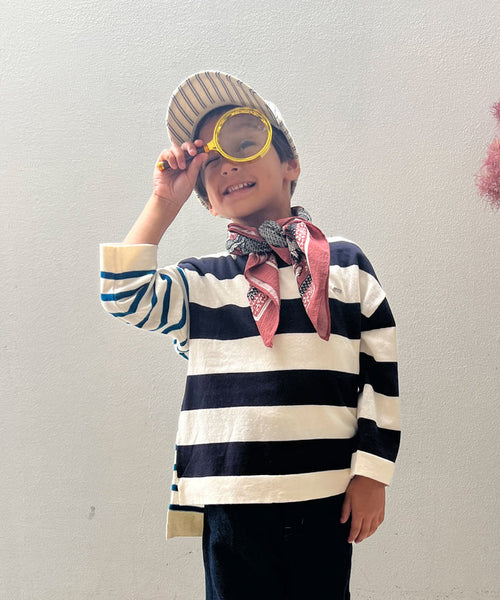 Cotton Knit Striped Long Sleeve Tee