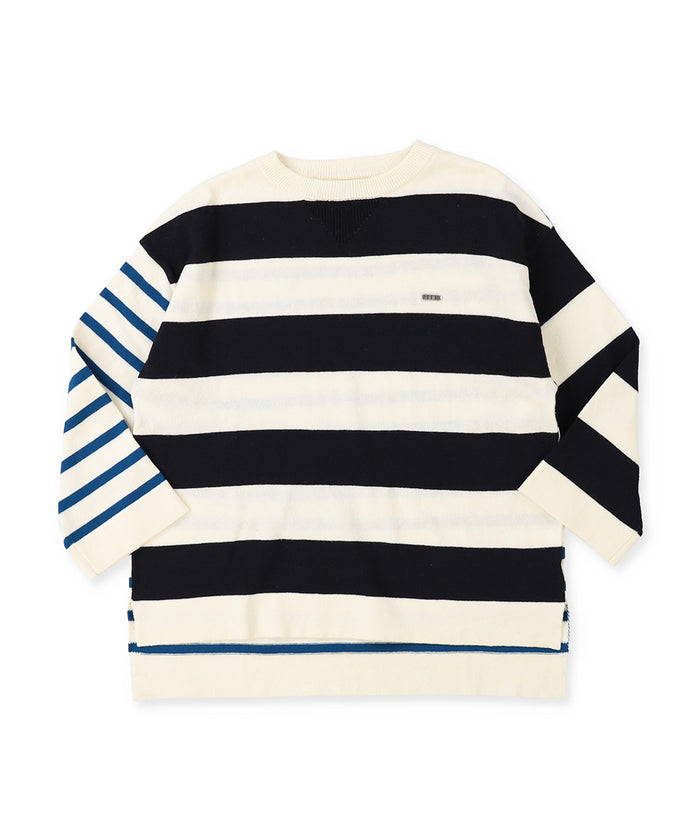 Cotton Knit Striped Long Sleeve Tee