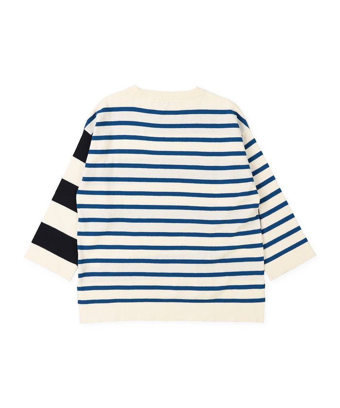 Cotton Knit Striped Long Sleeve Tee