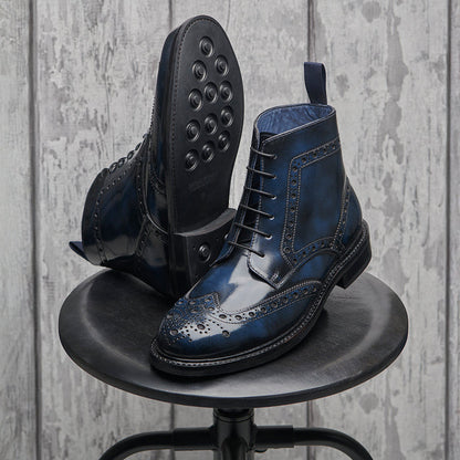 Country Brogue Boot - Navy