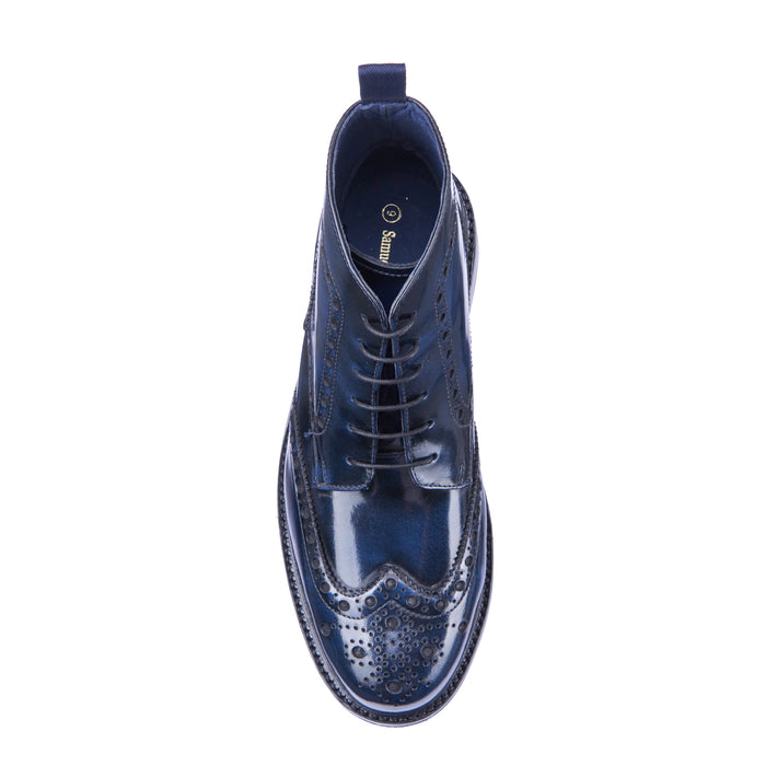 Country Brogue Boot - Navy