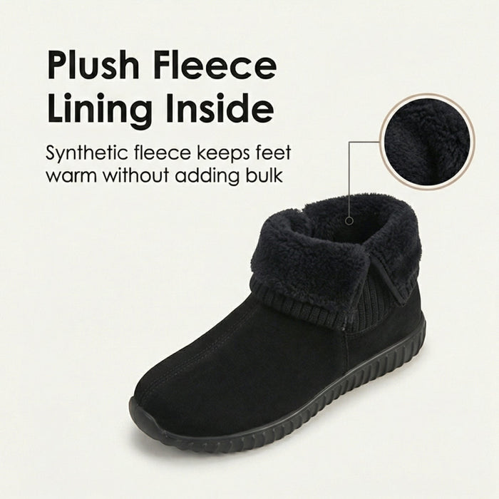 Cozella – Knit Cuff Suede Ankle Booties