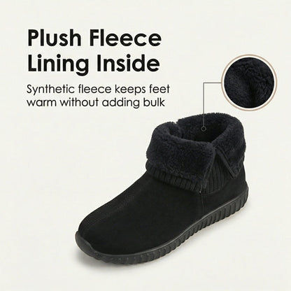 Cozella – Knit Cuff Suede Ankle Booties